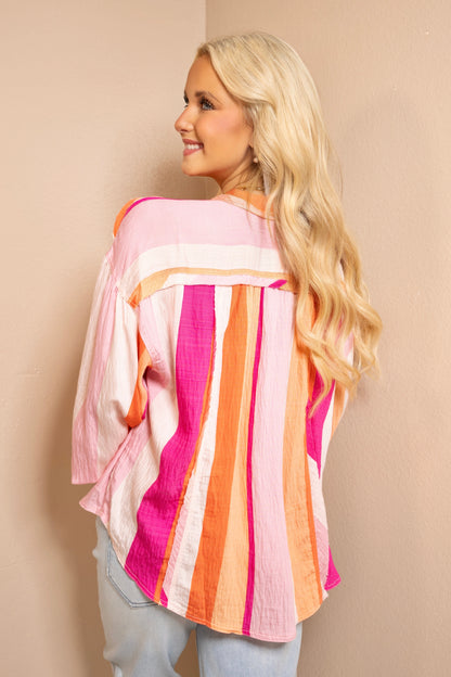 Sunset Stroll Striped Blouse