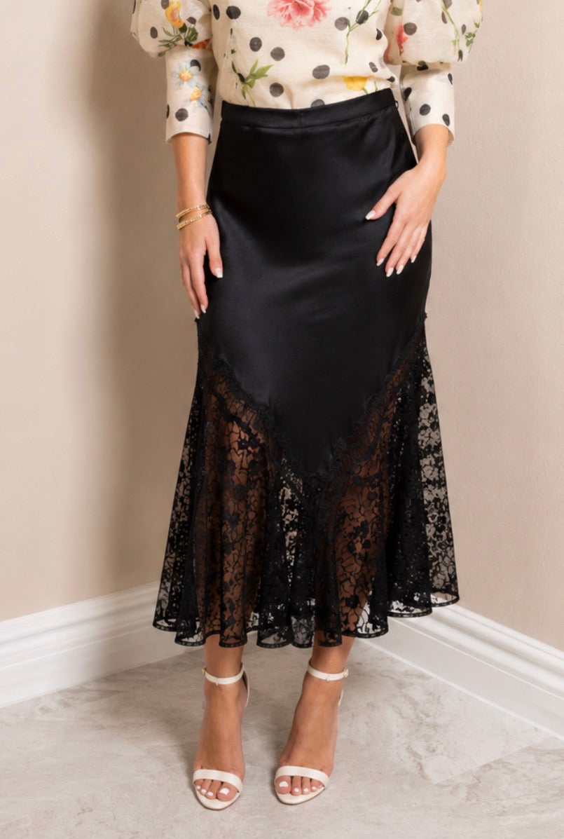Noir Romance Lace Midi Skirt