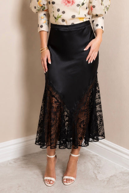Noir Romance Lace Midi Skirt