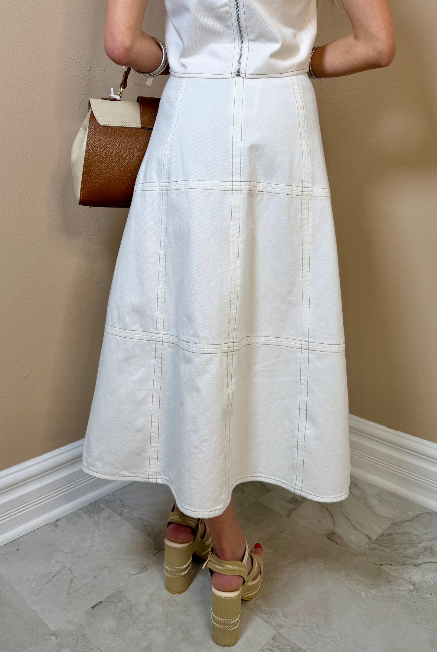 Portofino Stitch Denim Skirt