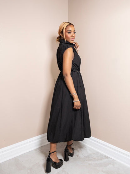 City Stroll Drawstring Midi Dress