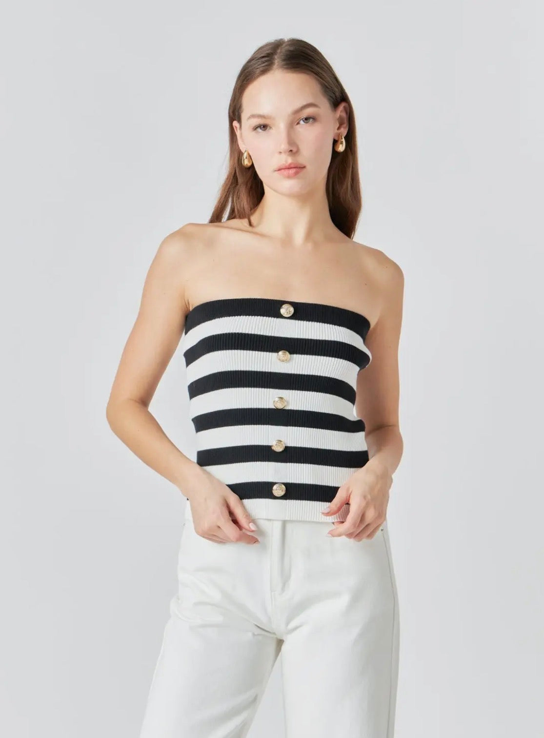 Striped Strapless Tube Top