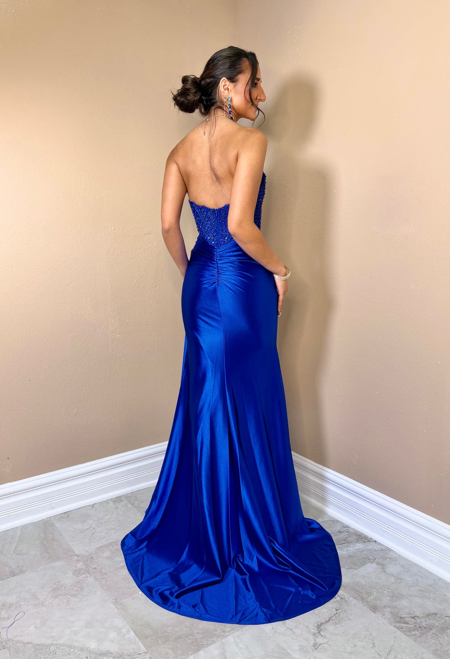 Sapphire Siren Beaded Gown
