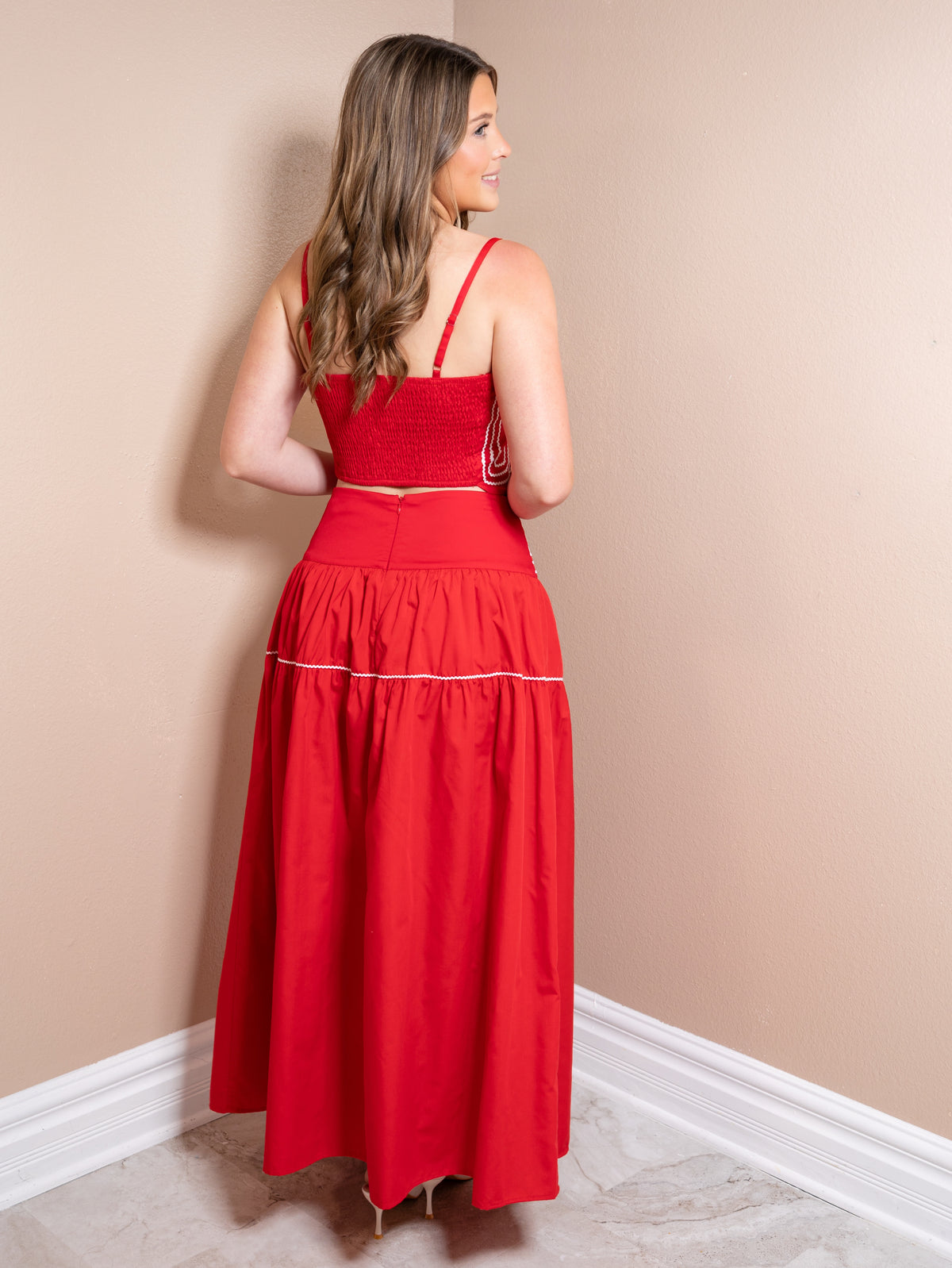 Island Flame Lace Trim Midi Set