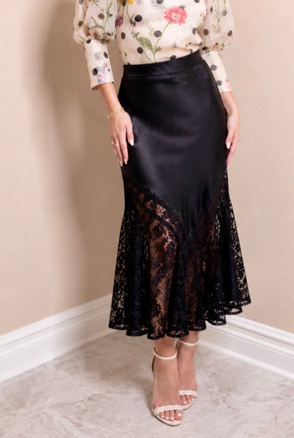Noir Romance Lace Midi Skirt