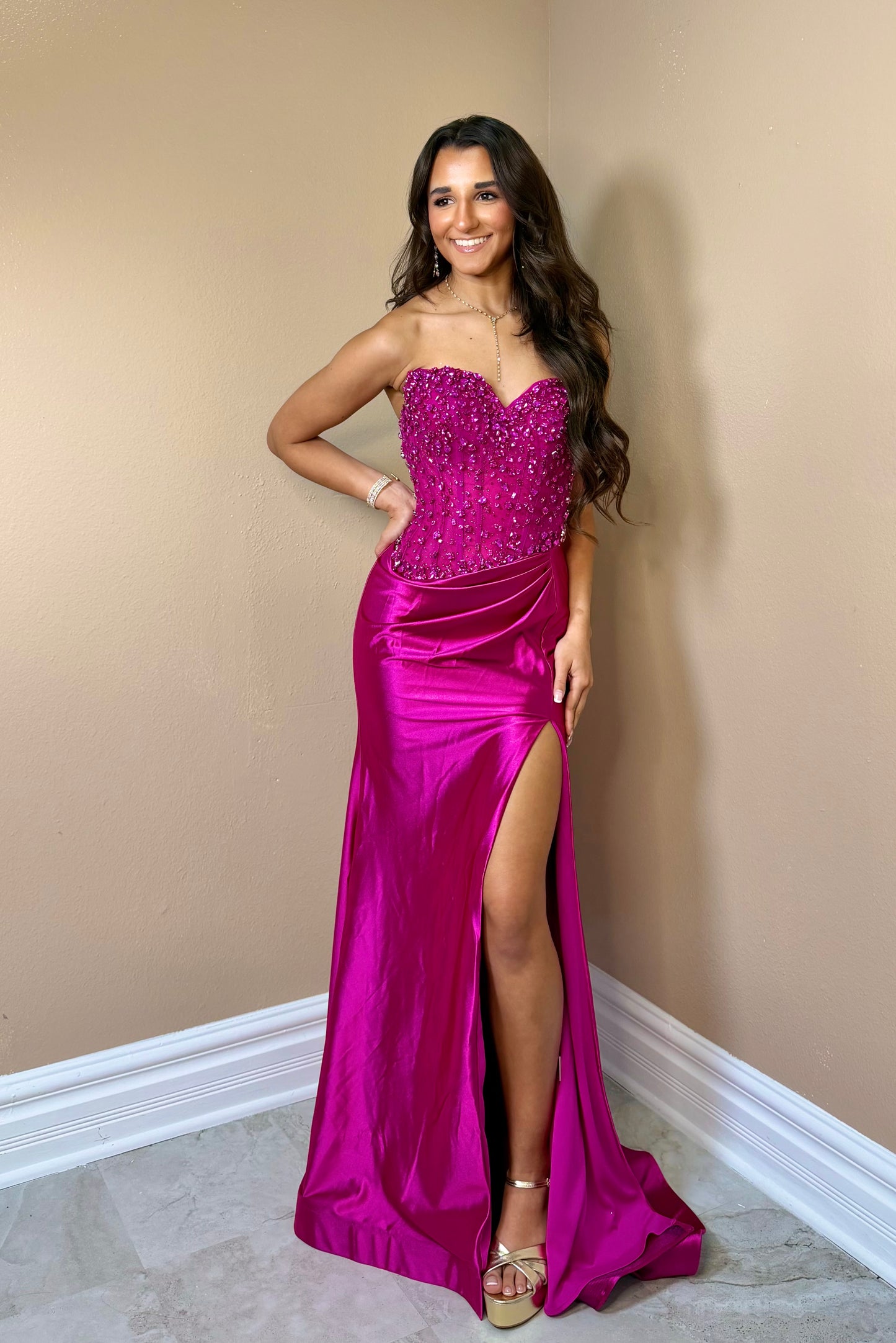 Velouré Glam Beaded Gown