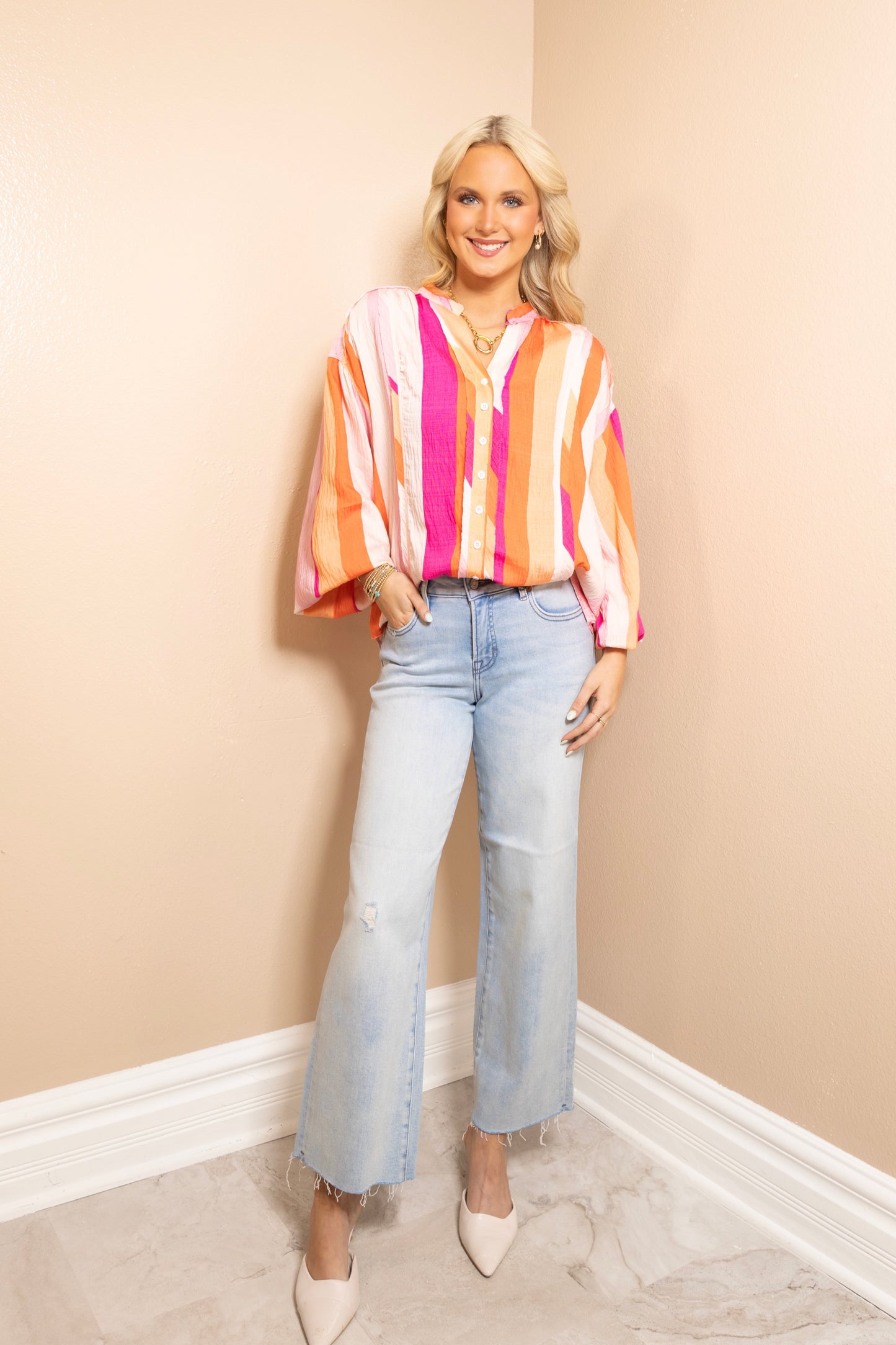 Sunset Stroll Striped Blouse