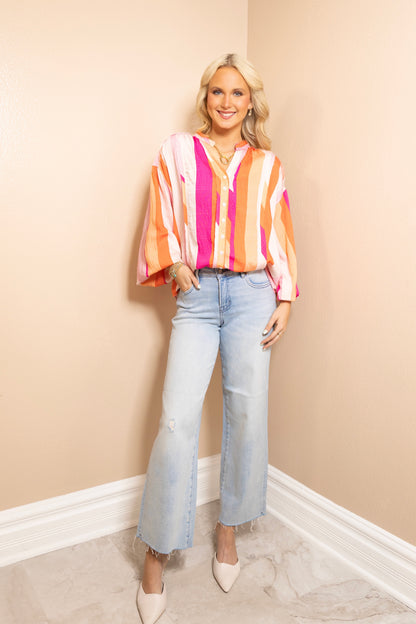 Sunset Stroll Striped Blouse
