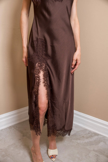 Chocolate Lace Whisper Maxi Dress