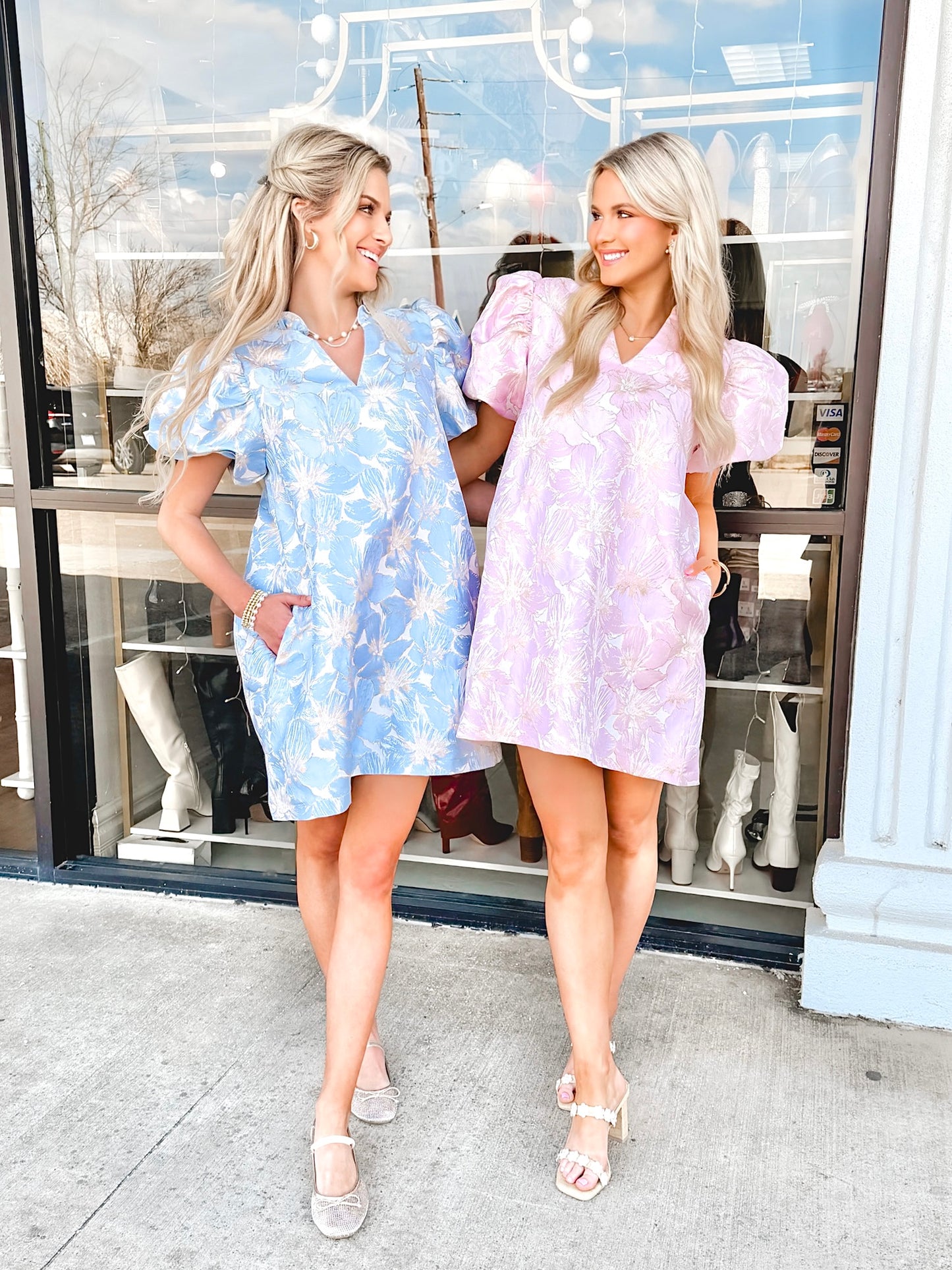 Pastel Poise Babydoll Jacquard Dress