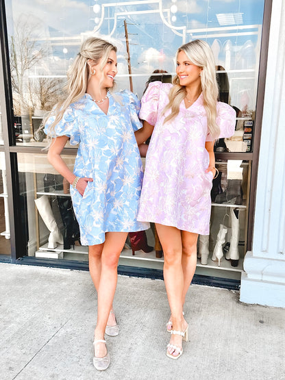Pastel Poise Babydoll Jacquard Dress