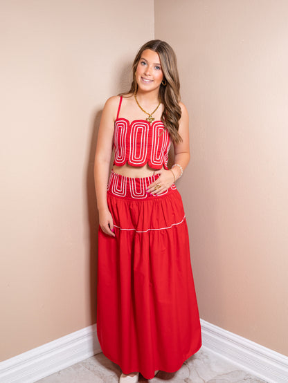 Island Flame Lace Trim Midi Set
