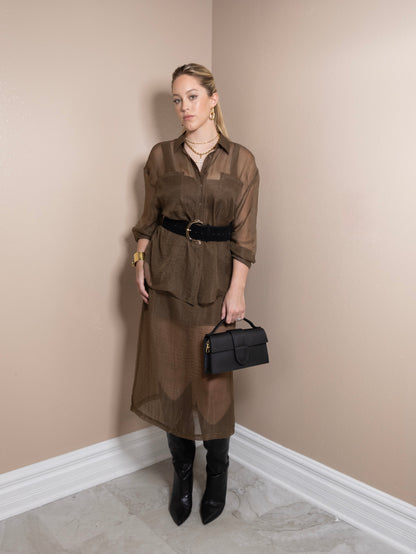 Sheer Confidence Button Up Top