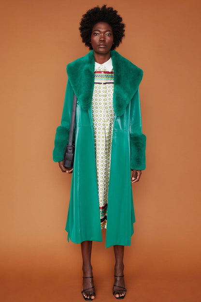 Holiday Jewel Faux Fur Trench Coat