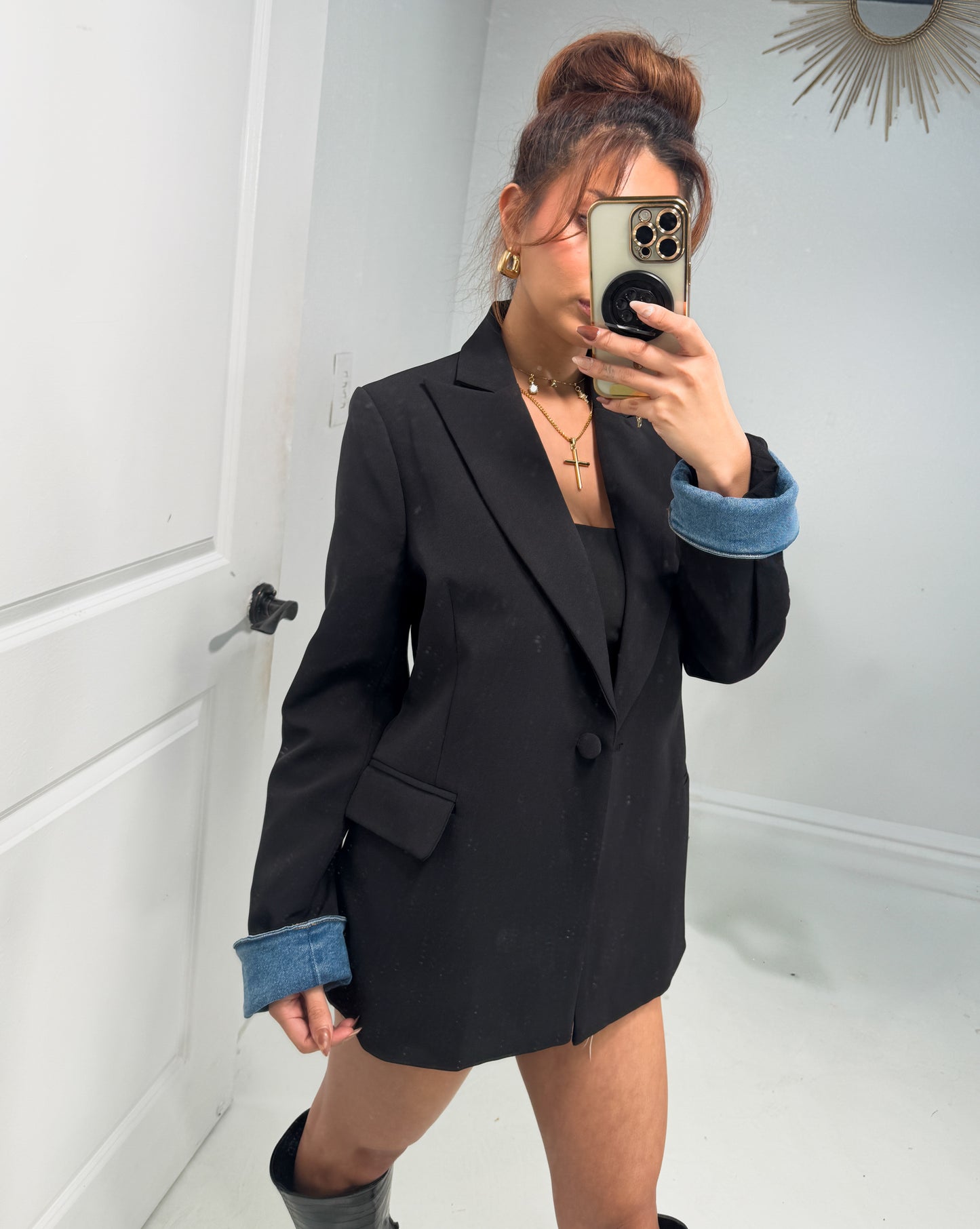 A Hint Of Denim Blazer Jacket