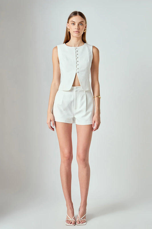 Endless Rose Charlotte Linen Pintucked Shorts