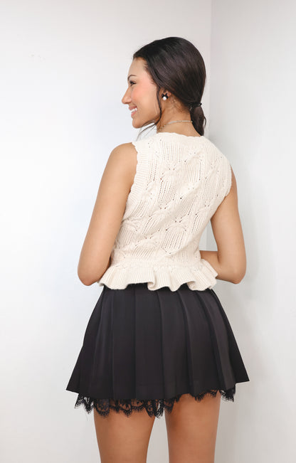 Peekaboo Lace Pleated Mini Skort