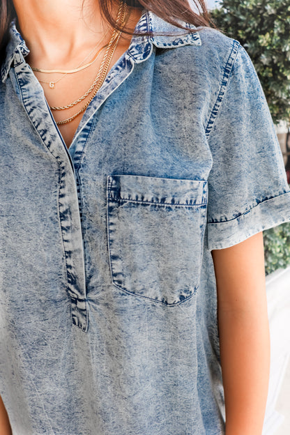 Washed Denim Shirt Dress