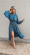 Ashley Aqua Smocked Waist Maxi Dress-Dresses-KCoutureBoutique, women's boutique in Bossier City, Louisiana
