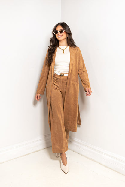 Autumn Estate Faux Suede Duster Coat