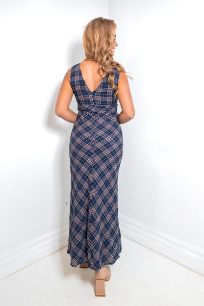 Autumn Verse Plaid Maxi Dress