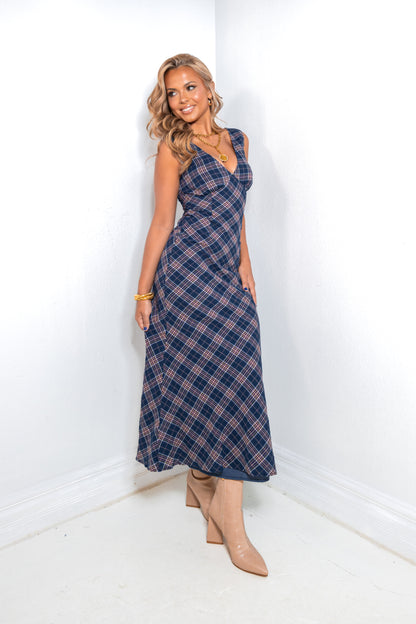 Autumn Verse Plaid Maxi Dress
