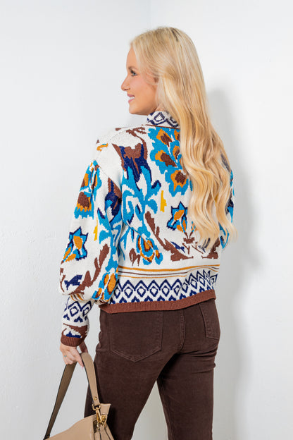Azura Bloom Abstract Sweater Top