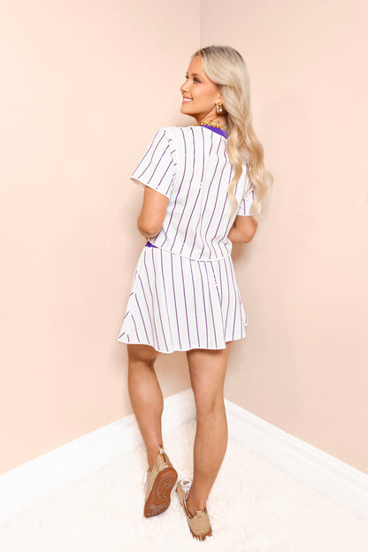 Belle Cher Baseball Striped Jersey Skort