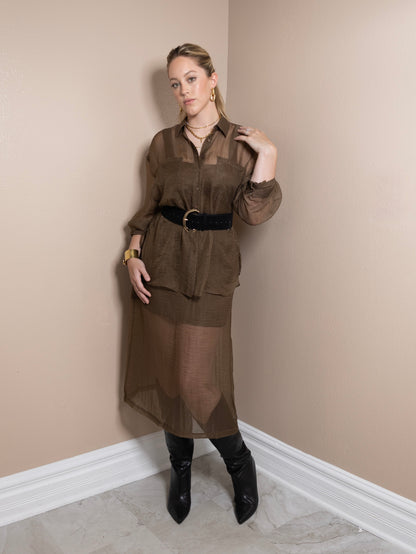 Sheer Confidence Button Up Top