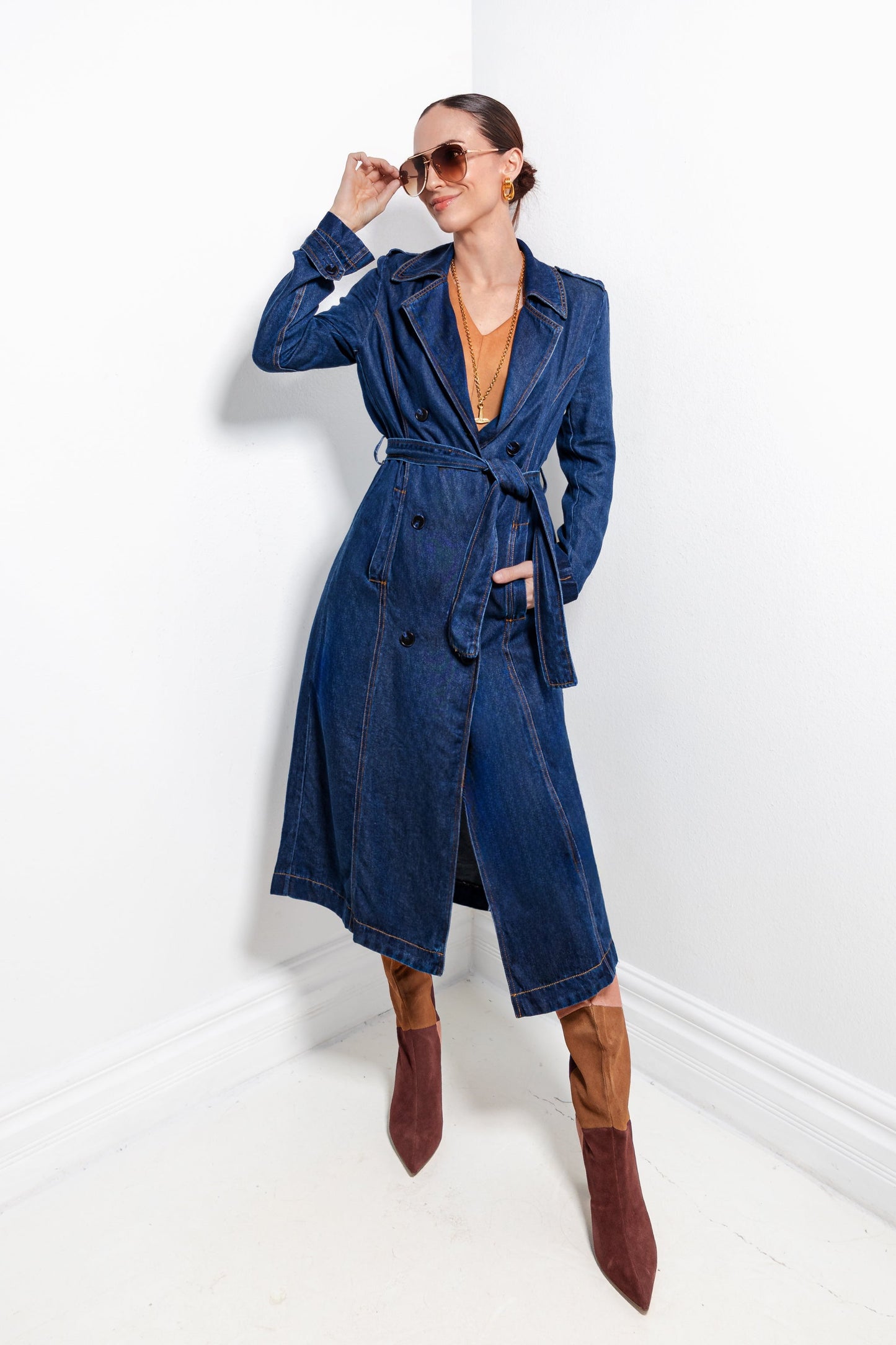 Lightweight Denim Trench Coat