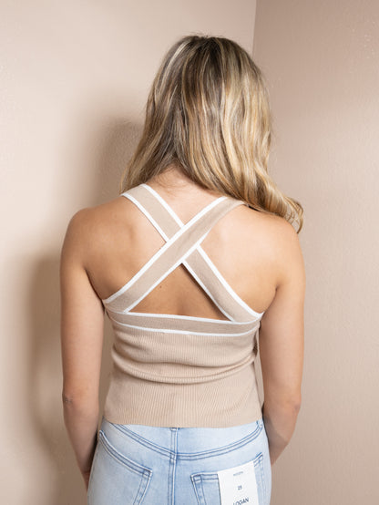 Cross Back Ribbed Sweater Tank