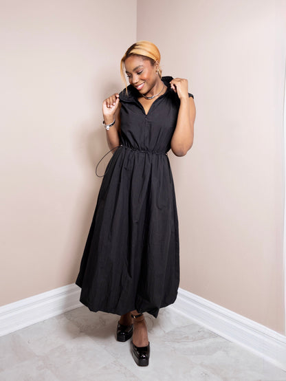 City Stroll Drawstring Midi Dress