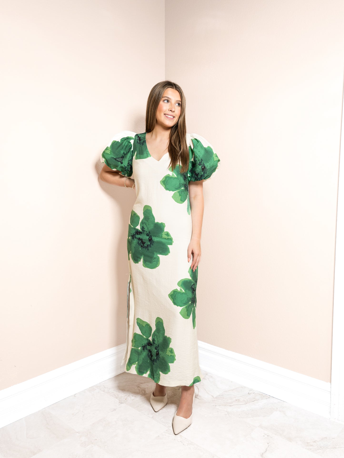 Emerald Bloom Maxi Dress