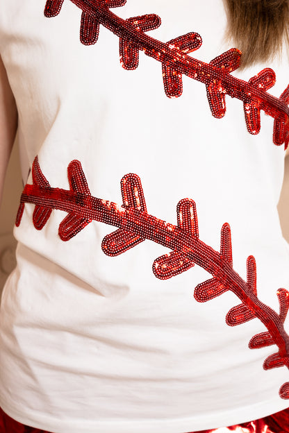 Belle Cher Baseball Stitch Sequin Tank