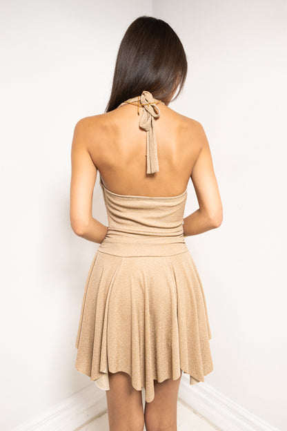 Shimmer Nights Cowl Neck Mini Dress