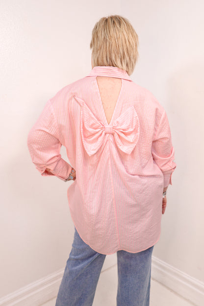 Back In Love Oversized Pinstripe Top