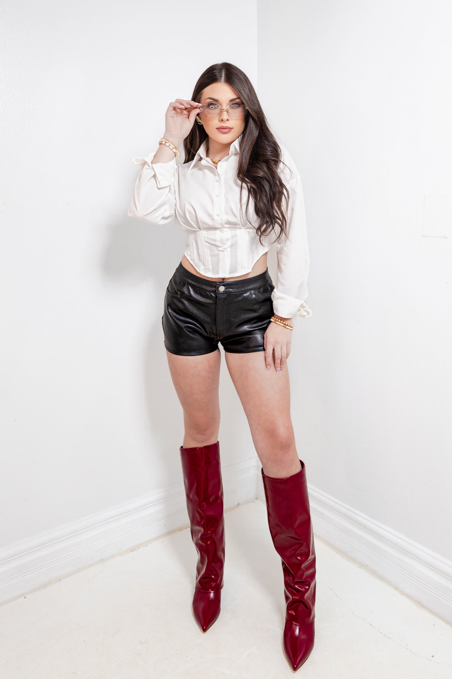 High Stakes Contour Button Up Top