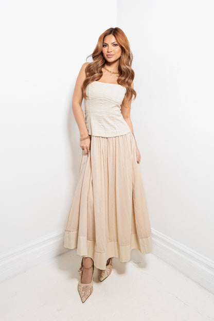 Bare Beauty Linen Corset Strapless Dress
