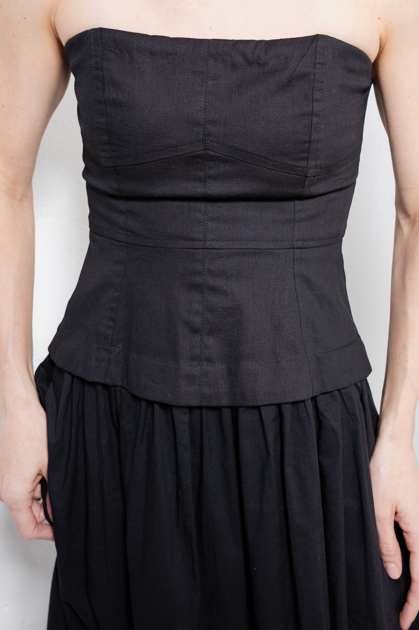 Bare Beauty Linen Corset Strapless Dress