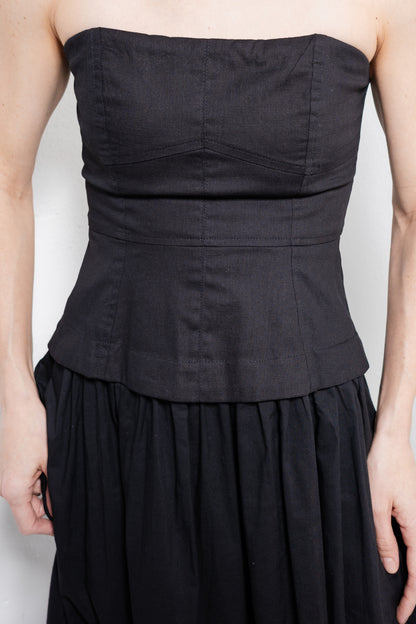 Bare Beauty Linen Corset Strapless Dress