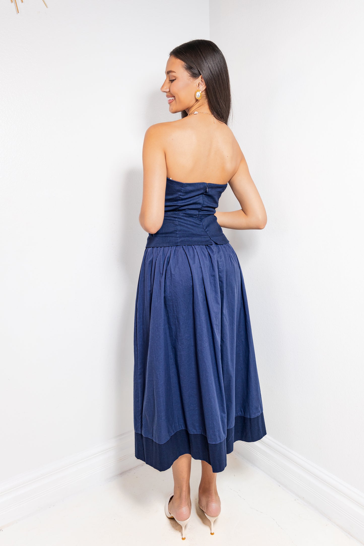 Bare Beauty Linen Corset Strapless Dress