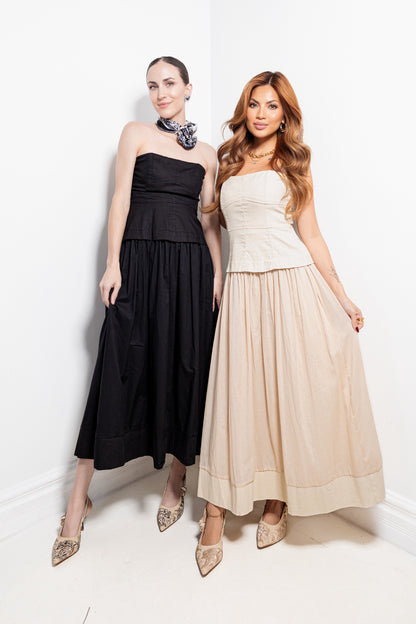 Bare Beauty Linen Corset Strapless Dress