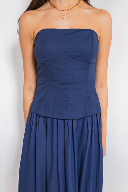 Bare Beauty Linen Corset Strapless Dress