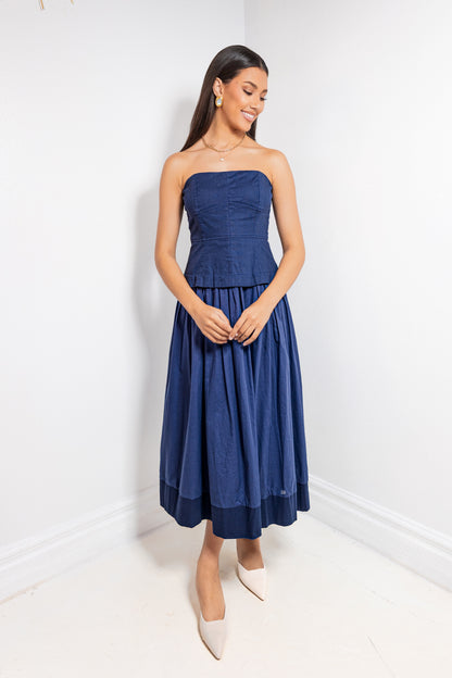 Bare Beauty Linen Corset Strapless Dress