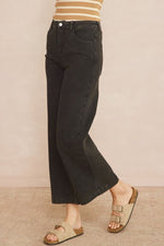 Basic Black Cropped Wide Leg Jeans-Bottoms-KCoutureBoutique, women's boutique in Bossier City, Louisiana