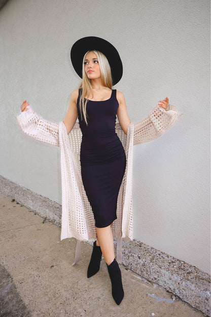 Basically Black Fitted Midi Dress KCoutureBoutique Basically Black Fitted Midi Dress KCoutureBoutique