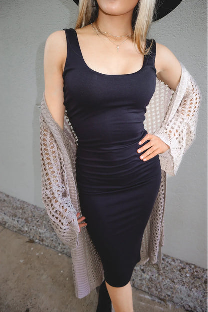 Basically Black Fitted Midi Dress KCoutureBoutique Basically Black Fitted Midi Dress KCoutureBoutique