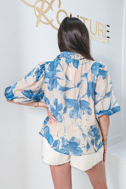 Bayside Bloom Puff Sleeve Top