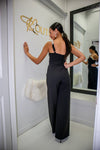 Bejeweled One Shoulder Black Jumpsuit-Jumpsuits-KCoutureBoutique, women's boutique in Bossier City, Louisiana