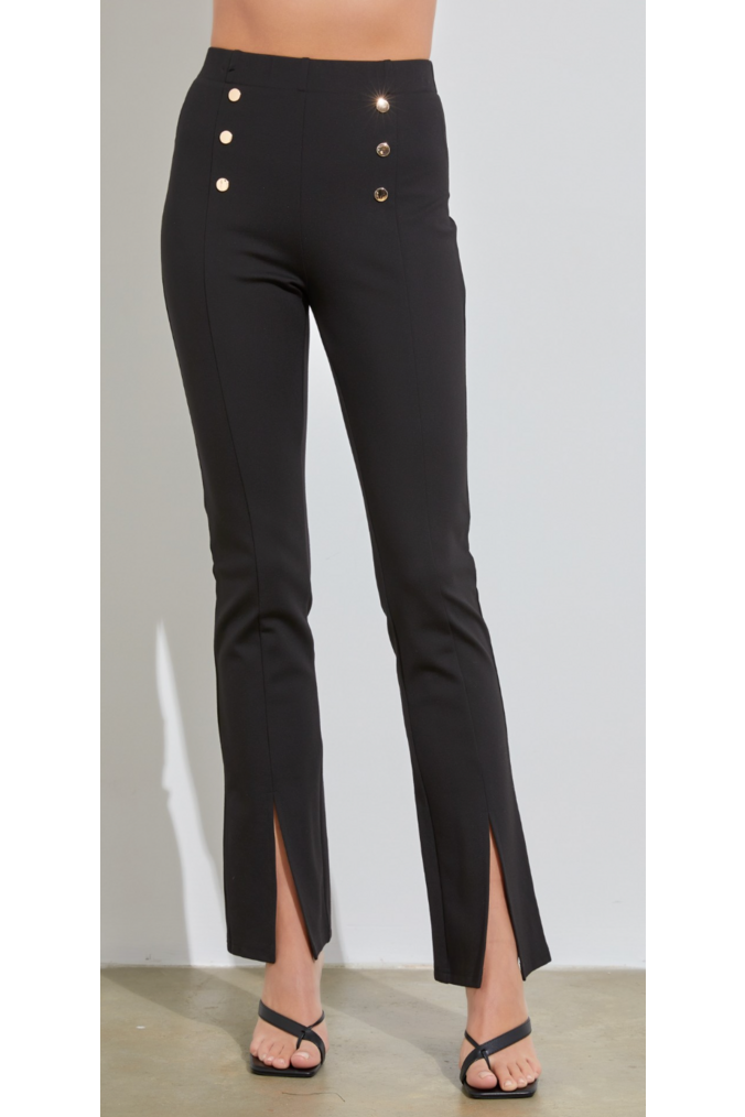 Bell Button Slit Pants-Apparel & Accessories-KCoutureBoutique, women's boutique in Bossier City, Louisiana